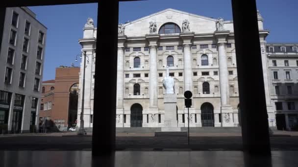 Italy Milan September 2019 Piazza Affari Headquarter Italian Stock Exchange — Stock Video