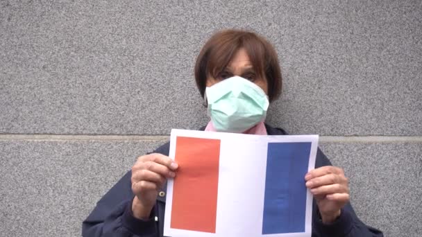 Old Woman Mask Flag — Stock Video