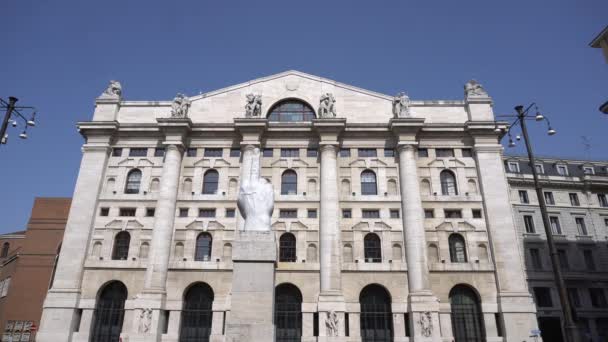 Italia Milano Settembre 2019 Piazza Affari Sede Della Borsa Italiana — Video Stock