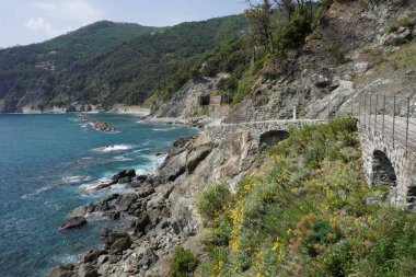 Deniz ve kayaların güzel manzaralı sahil yolu manzarası 