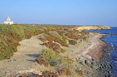 İspanya 'nın Alicante kentindeki Nova Tabarca adasından Deniz feneri Faro