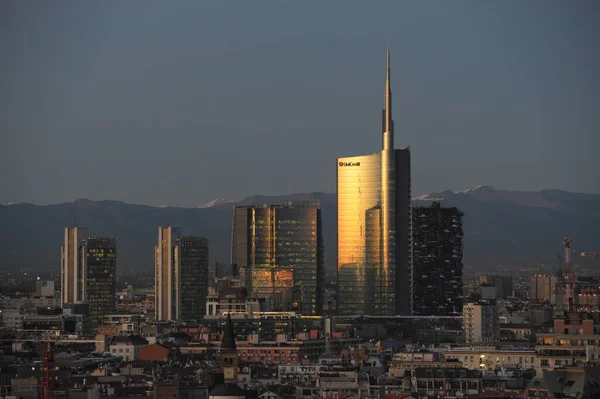 Milano Italia Settembre 2018 Skyline Milano Grattacieli Centro Torre Unicredit — Foto Stock