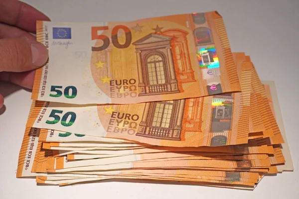 Euros Dinheiro Fundo Caixa Euros Notas Euros Política Tangente — Fotografia de Stock