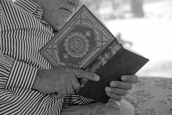 Mann Hält Buch Und Liest Einen Brief — Stockfoto