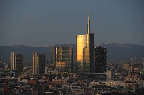 Milano Italia Settembre 2018 Skyline Milano Grattacieli Centro Torre Unicredit — Foto Stock