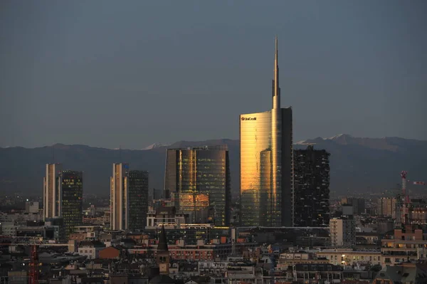 Milano Italia Settembre 2018 Skyline Milano Grattacieli Centro Torre Unicredit — Foto Stock