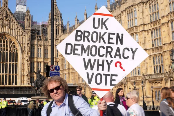 Anglia Londyn Kwietnia 2019 Brexit Demonstracji Westminster Protesty Rzecz Wyjścia — Zdjęcie stockowe