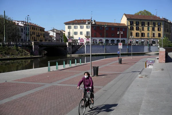 Italia Milano Aprile 2020 Navigli Canali Canali Alzaia Naviglio Pavese — Foto Stock