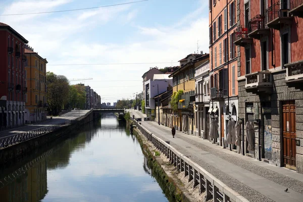 Italia Milano Aprile 2020 Navigli Canali Canali Alzaia Naviglio Pavese — Foto Stock