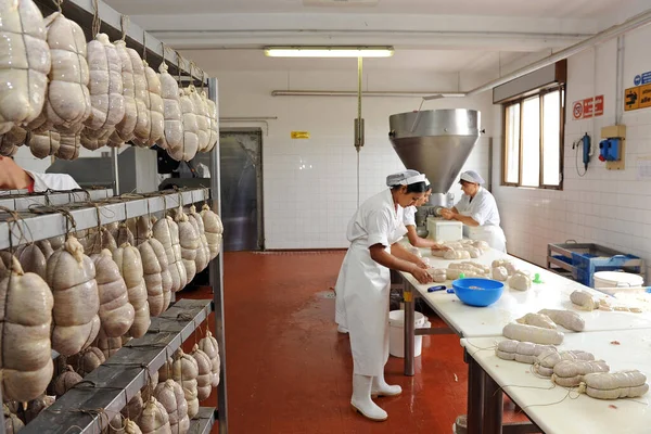 Milão Itália Janeiro 2018 Fábrica Para Produção Salame — Fotografia de Stock