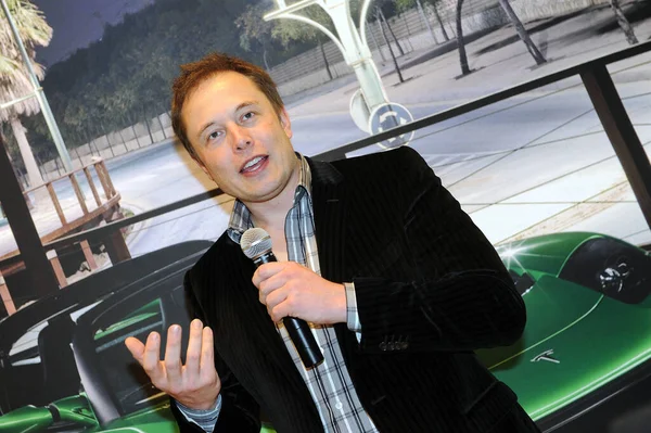 Milan Italy January 2019 Elon Mask Owner Tesla Electric Car — Stock Photo, Image