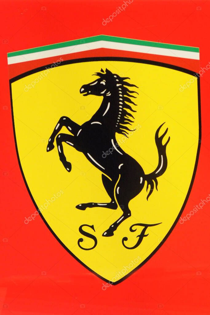 Milan , Italy January 29,2019 - Ferrari Store with car in the shop