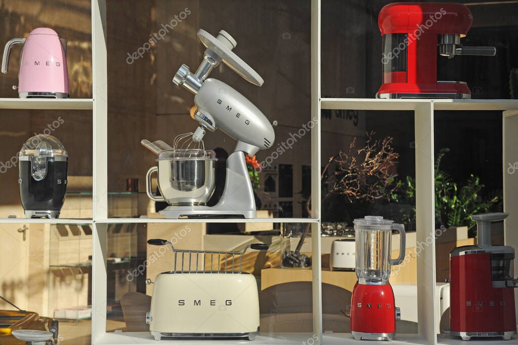 Milan , Italy february 15,2019 - Smeg store and logo