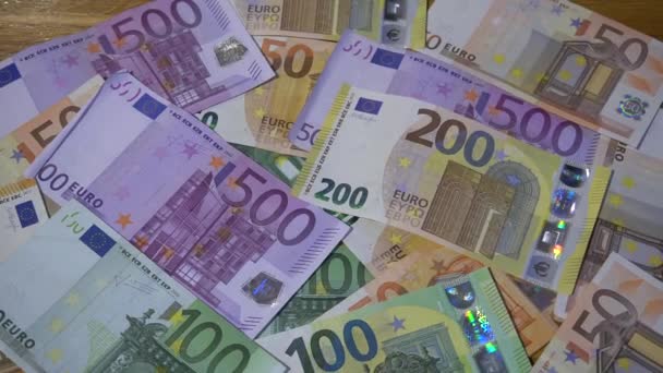 Euro Geld Euro Bargeld Hintergrund Euro Banknoten — Stockvideo