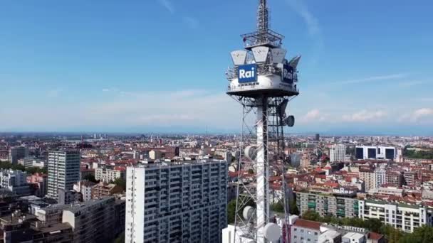 Europa Italia Milán Julio 2020 Antena Televisión Rai Repetidor Televisión — Vídeo de stock