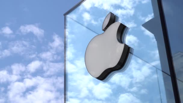 Europa Mailand Italien April 2020 Der Neue Apple Store Auf — Stockvideo