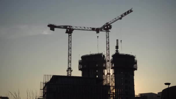 Europa Italia Milán Enero 2020 Una Grúa Trabajo Sitio Construcción — Vídeos de Stock