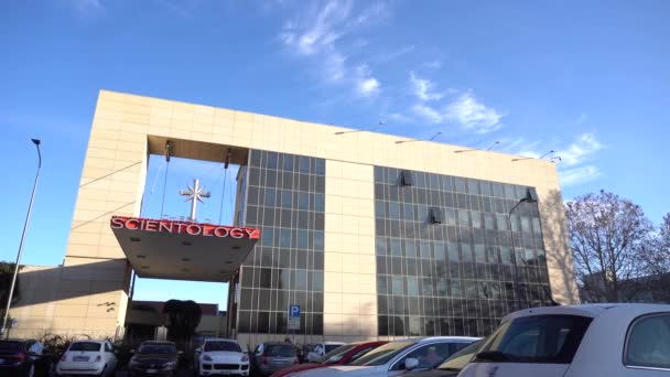 Italia Milán Enero 2020 Iglesia Scientology Carretera Fulvio Testi — Vídeos de Stock