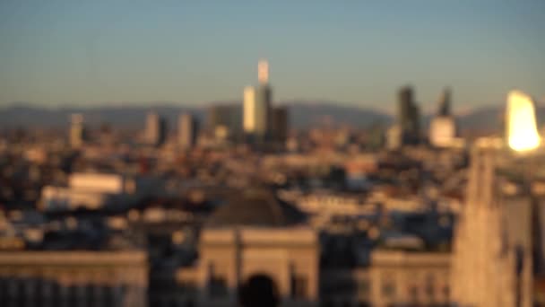 Légi Panorámás Kilátás Belvárosra Városkép Felhőkarcolókkal Unicredit Toronnyal Vittorio Emanuele — Stock videók