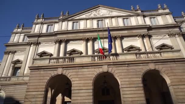 Italien Milano December 2019 Italien Milano Stad Landmärke Byggnad Scala — Stockvideo