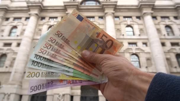 Italie Milan Septembre 2019 Euros Argent Euro Cash Background Euro — Video