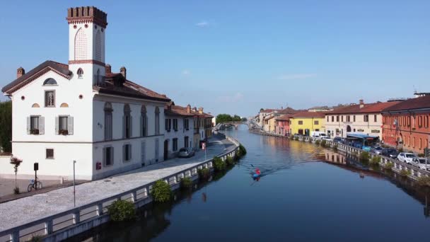 Evropa Itálie Miláno Červenec 2020 Letecký Pohled Plavební Kanály Navigli — Stock video