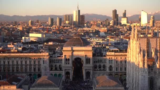 Vedere Panoramică Aeriană Centrului Orașului Noul Orizont Zgârie Nori Turnul — Videoclip de stoc