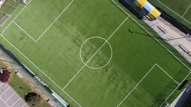 Γήπεδο Ποδοσφαίρου Γρασίδι Δει Από Drone — Αρχείο Βίντεο