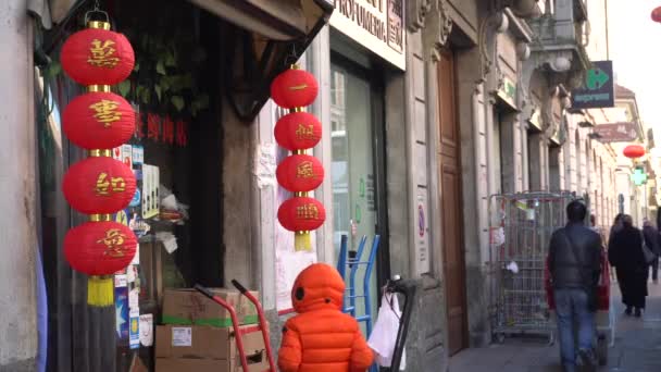 Европа Италия Милан Января 2020 Paolo Sarpi Chinese District Coronavirus — стоковое видео