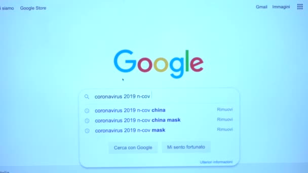 Europa Italia Milano Septembrie 2020 Căutarea Internet Google Covid Timpul — Videoclip de stoc