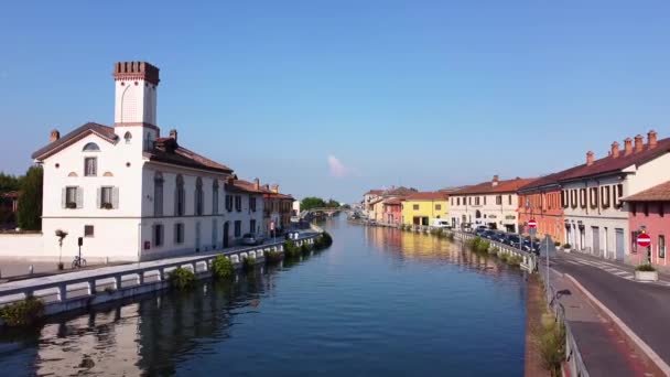 Evropa Itálie Miláno Červenec 2020 Letecký Pohled Plavební Kanály Navigli — Stock video