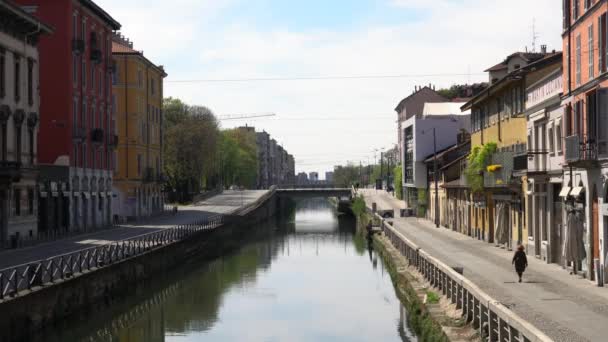 Italia Milán Vicolo Dei Lavandai Antiguos Baños Públicos Navigli Canals — Vídeos de Stock
