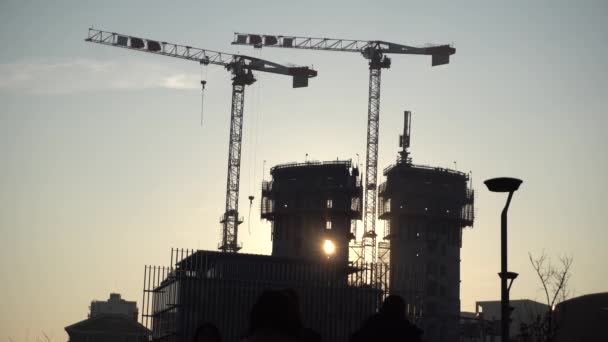 Європа Італія Мілан Січня 2020 Крейн Місці Будівництва Місті Проти — стокове відео