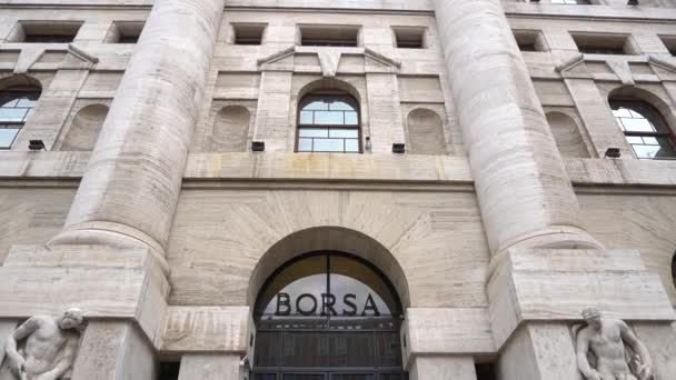 Italia Milano Settembre 2019 Piazza Affari Sede Della Borsa Italiana — Video Stock