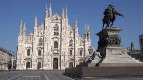 Milan Italie Avril 2020 Place Vide Dans Centre Ville Cathédrale — Video