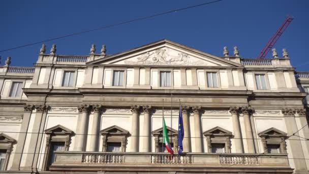 Olaszország Milánó December 2019 Olaszország Milánó Város Mérföldkő Épület Scala — Stock videók