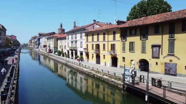 Evropa Itálie Milan Duben 2020 Navigli Kanály Alzaia Naviglio Grande — Stock video