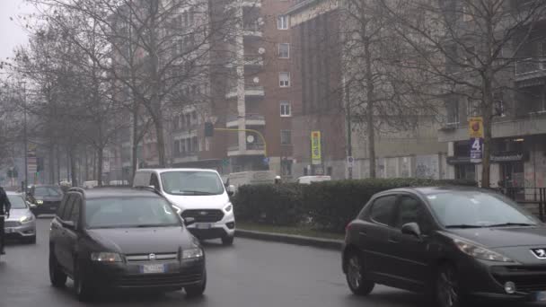 Italië Milaan Januari 2020 Verkeersopstoppingen Luchtverontreiniging Giambellino Smog Uur Boven — Stockvideo