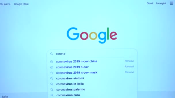 Europa Italien Milano September 2020 Sökning Internet Google Covid Utbrottet — Stockvideo