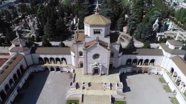 Italia Milán Drone Vista Aérea Del Cementerio Monumental Vacío Personas — Vídeos de Stock