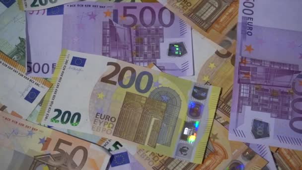 Fondo Efectivo Euros Euro Money Europe Billetes Política Tangente — Vídeo de stock