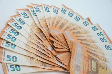 Euro Money Banknotes, euro cash background, copy space