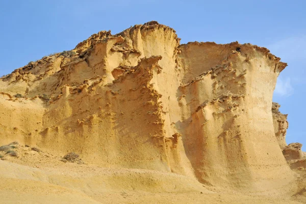 View Rock Formations Erosions Bolnuevo Enchanted City Las Gredas Mazarron — Stock Photo, Image