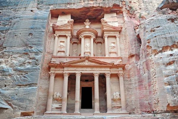 Khazneh Antiga Cidade Petra Jordânia Durante Dia Conhecido Como Tesouro — Fotografia de Stock