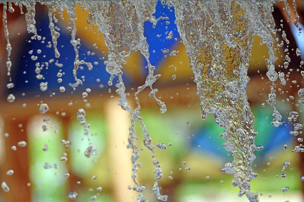 Gotas Água Vidro Com Reflexão Chuva — Fotografia de Stock