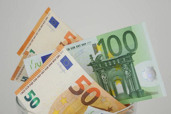 Euro Money Banknotes, euro cash background, copy space