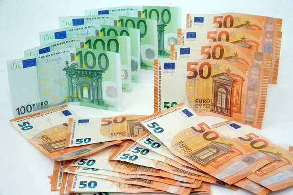 Banknoty Euro Tło Gotówkowe Euro Przestrzeń Kopiowania — Zdjęcie stockowe