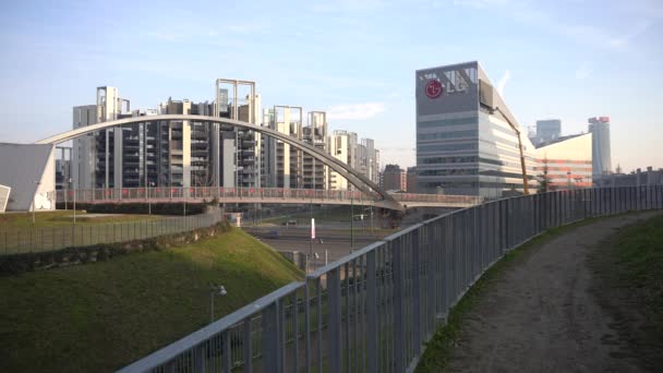 Italy Milan January 2020 Milan Skyline View Alfa Romeo Park — Stock Video