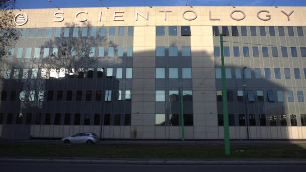 Italia Milán Enero 2020 Iglesia Scientology Carretera Fulvio Testi — Vídeos de Stock