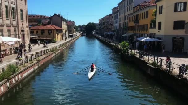 Evropa Itálie Milan Duben 2020 Navigli Kanály Alzaia Naviglio Grande — Stock video